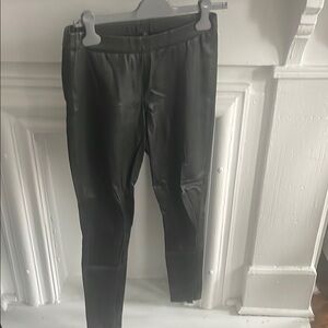Dark green Leather Leggings J Crew sz 4 with suede stripe